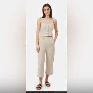 tentree Cream Button-Front Linen Blend Camisole